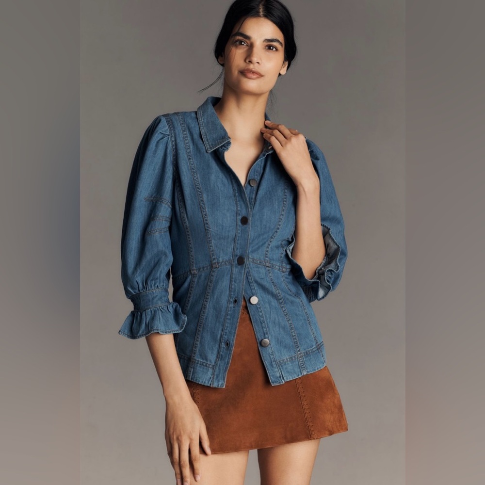 Puff-Sleeve Denim Buttondown Shirt
Anthropologie
In: Indigo Wash